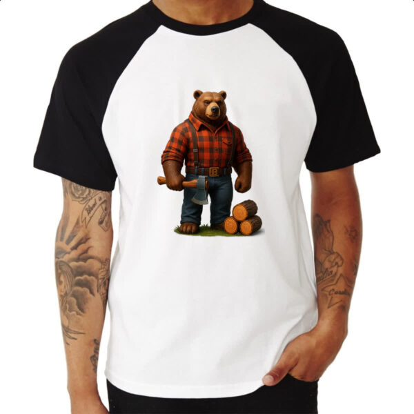 Camiseta Raglan Urso Lenhador - Imagem 3