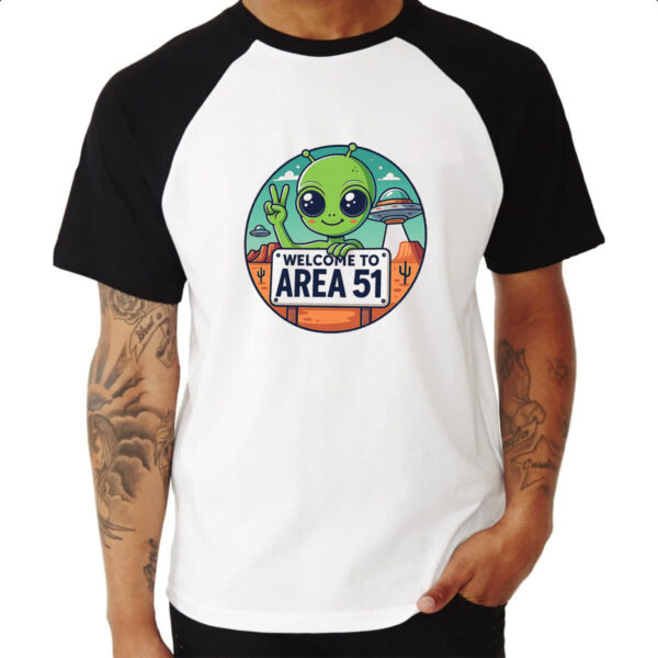 Camiseta Raglan Bem vindo a Area 51 - Imagem 3