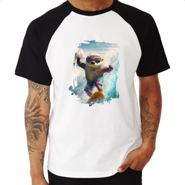 Camiseta Raglan Lontra sufando - Imagem 3