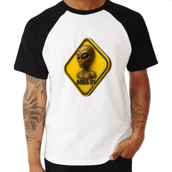 Camiseta Raglan Placa ET Area 51 3D - Imagem 3
