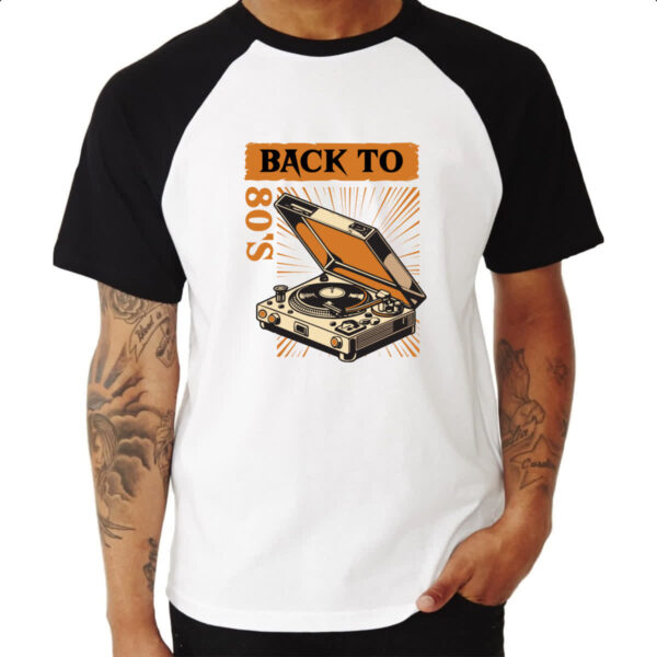 Camiseta Raglan Back to anos 80 vitrola - Imagem 3