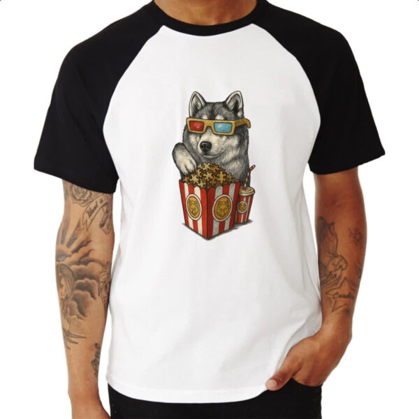 Camiseta Raglan Lobo cinema 3D - Imagem 3