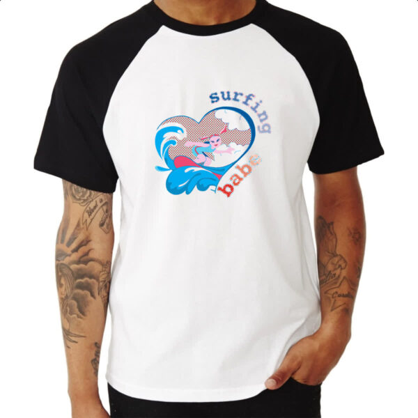 Camiseta Raglan Surfing Babe - Imagem 3