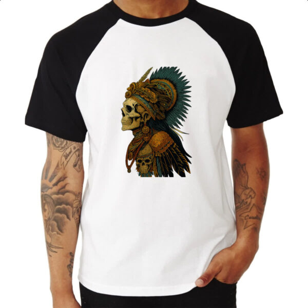 Camiseta Raglan Totem Caveira Indigena - Imagem 3