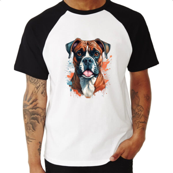 Camiseta Raglan Boxer Watercolor Arte - Imagem 3
