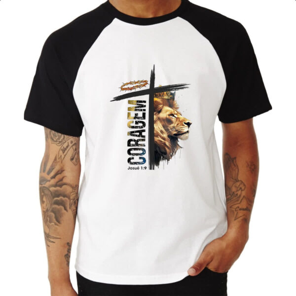 Camiseta Raglan Coragem Josue 1-9 - Imagem 3