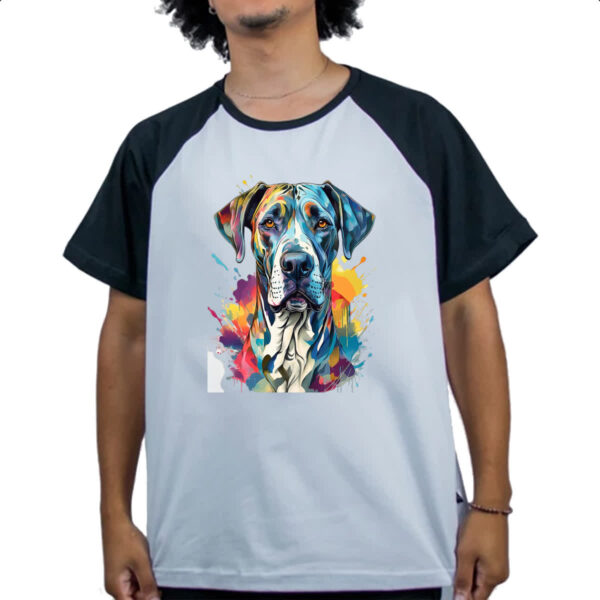 Camiseta Raglan Dogue alemao Watercolor Arte - Imagem 4