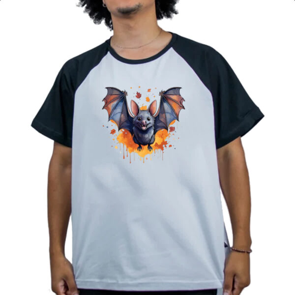 Camiseta Raglan Morcego Watercolor Arte - Imagem 4