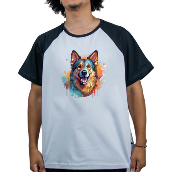 Camiseta Raglan Pastor alemao Watercolor Arte - Imagem 4