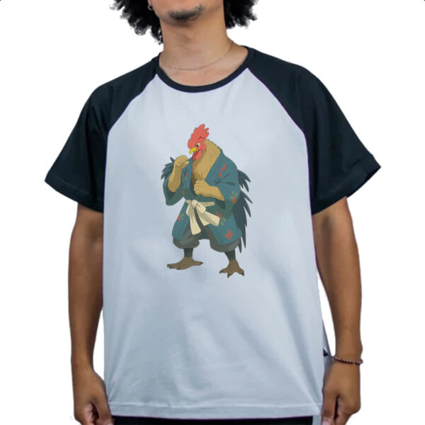 Camiseta Raglan Galo Samurai Cartoon art - Imagem 4