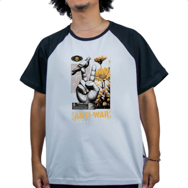 Camiseta Raglan Paz e amor anti guerra - Imagem 4