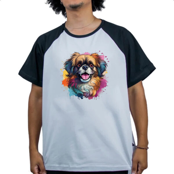 Camiseta Raglan Pequines Watercolor Arte - Imagem 4