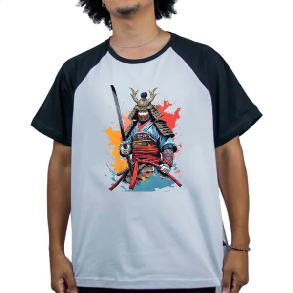 Camiseta Raglan Samurai Watercolor Arte - Imagem 4