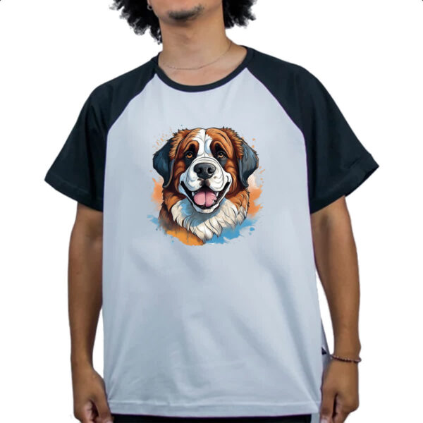 Camiseta Raglan Sao Bernado Watercolor Arte - Imagem 4