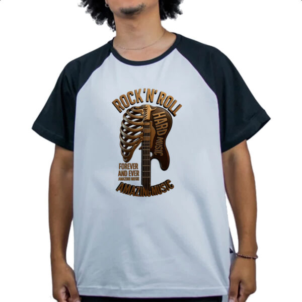 Camiseta Raglan Rock Roll Hard Music - Imagem 4