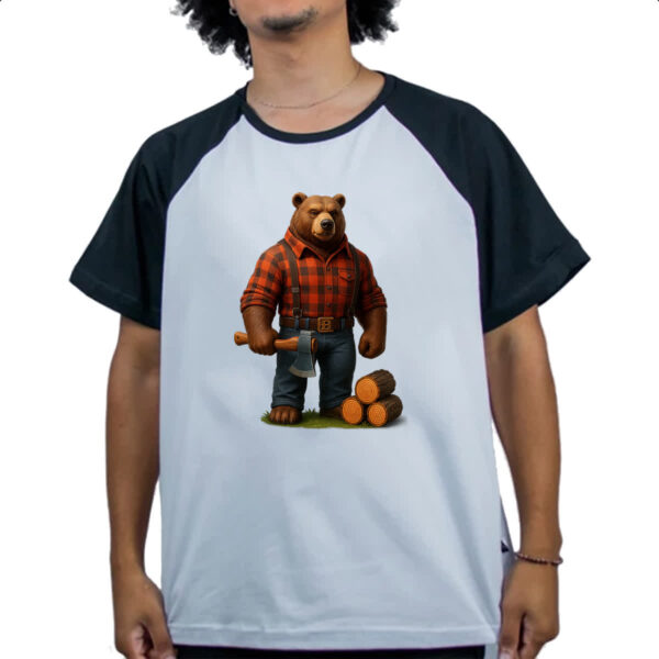 Camiseta Raglan Urso Lenhador - Imagem 4