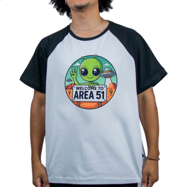 Camiseta Raglan Bem vindo a Area 51 - Imagem 4