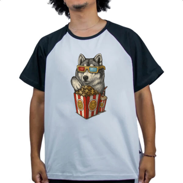 Camiseta Raglan Lobo cinema 3D - Imagem 4