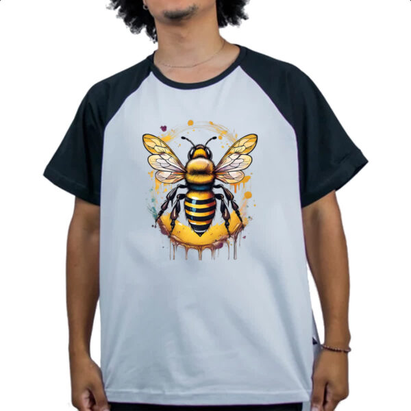 Camiseta Raglan Abelha Watercolor Arte - Imagem 4