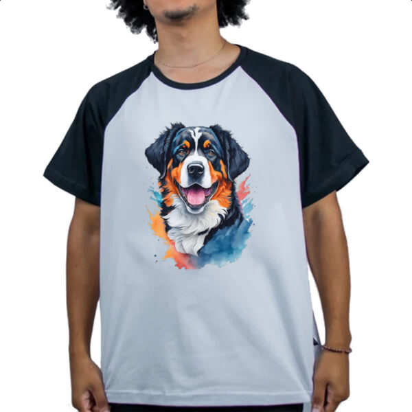 Camiseta Raglan Boiadeiro de Berna Watercolor Arte - Imagem 4