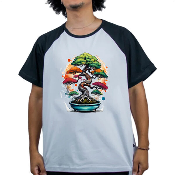 Camiseta Raglan Bonsai Watercolor Arte - Imagem 4