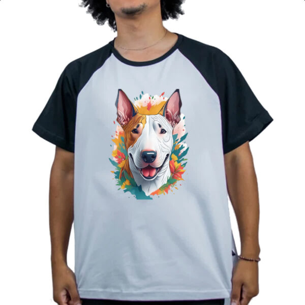 Camiseta Raglan Bull Terrier Watercolor Arte - Imagem 4