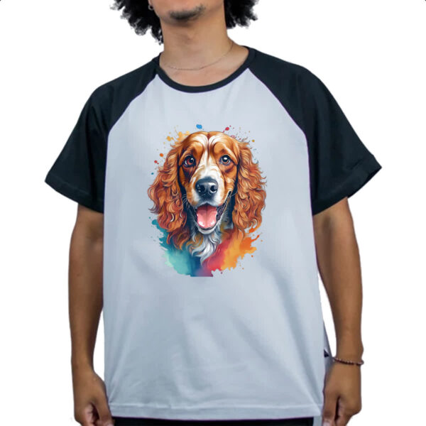 Camiseta Raglan Cocker spaniel ingles Watercolor Arte - Imagem 4