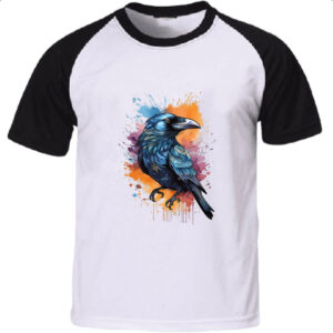 Camiseta Raglan Corvo Watercolor Arte