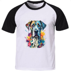 Camiseta Raglan Dogue alemao Watercolor Arte