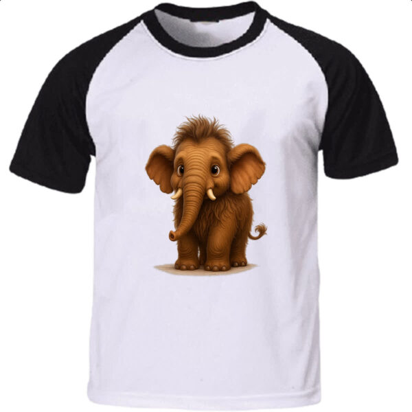Camiseta Raglan Filhote de Mamute 3D art