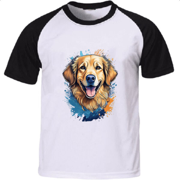 Camiseta Raglan Golden Retriever Watercolor Arte