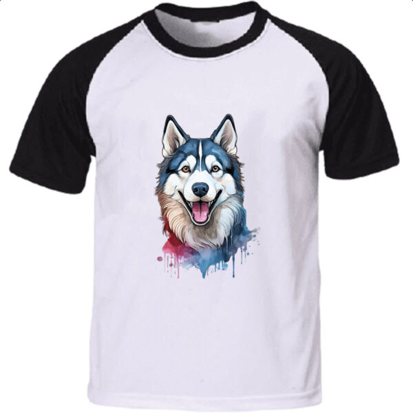 Camiseta Raglan Husk Siberiano Watercolor Arte