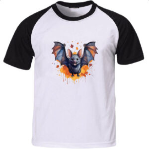 Camiseta Raglan Morcego Watercolor Arte