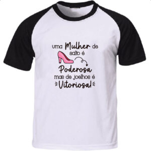Camiseta Raglan Mulher Salto Poderosa Joelhos Vitoriosa
