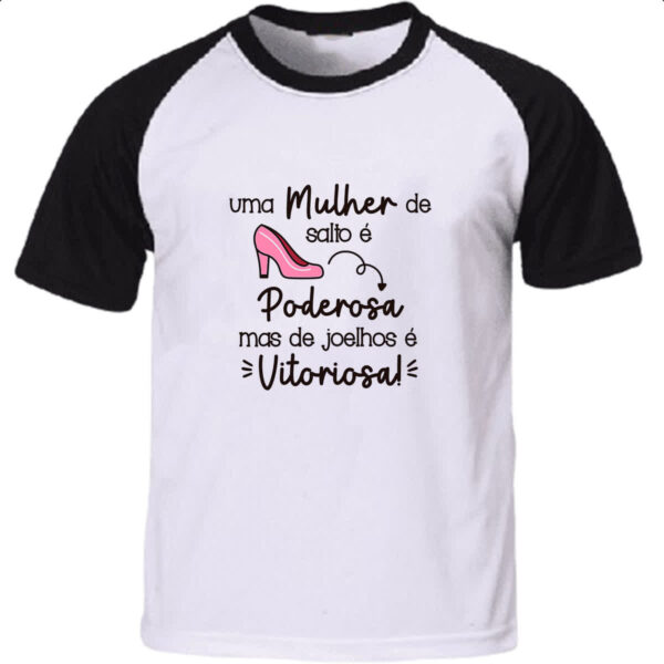 Camiseta Raglan Mulher Salto Poderosa Joelhos Vitoriosa