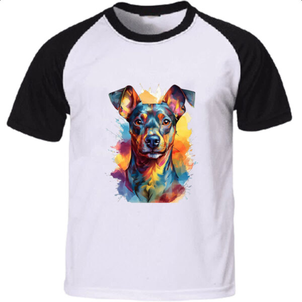 Camiseta Raglan Pinscher Watercolor Arte