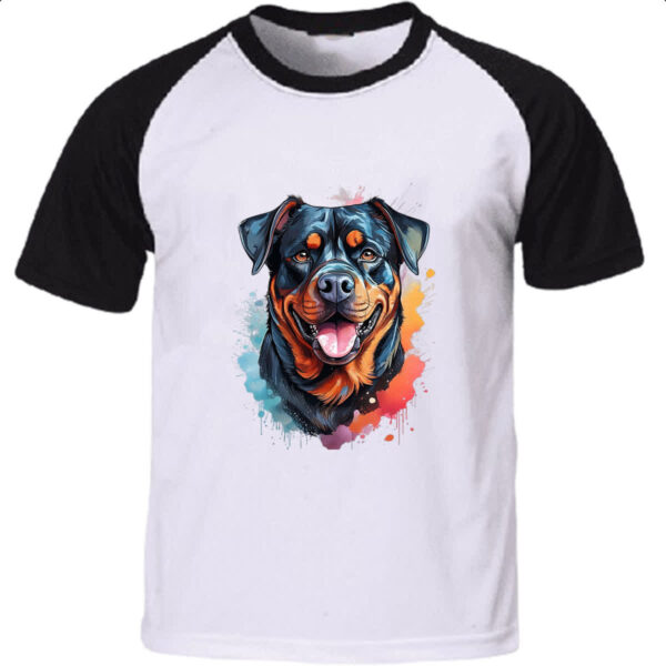 Camiseta Raglan Rottweiler Watercolor Arte