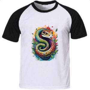 Camiseta Raglan Serpente Watercolor Arte