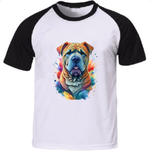 Camiseta Raglan Shar-pei Watercolor Arte
