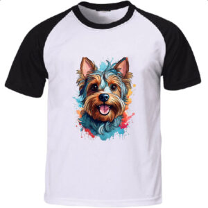 Camiseta Raglan Yorkshire Terrier Watercolor Arte