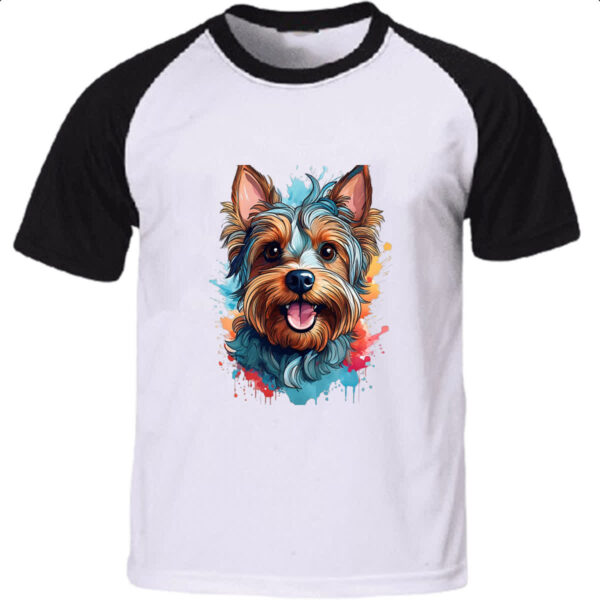 Camiseta Raglan Yorkshire Terrier Watercolor Arte