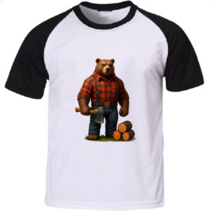 Camiseta Raglan Urso Lenhador