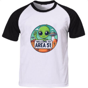 Camiseta Raglan Bem vindo a Area 51