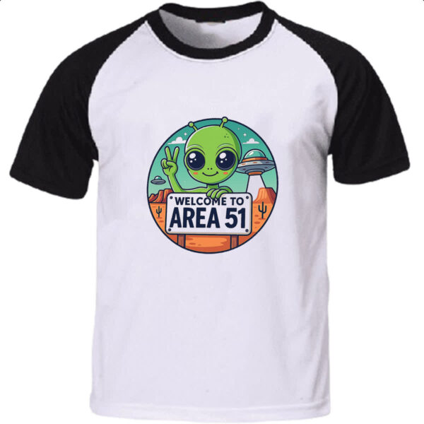 Camiseta Raglan Bem vindo a Area 51