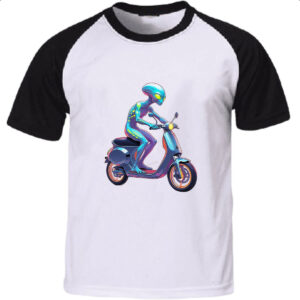 Camiseta Raglan ET andando de moto