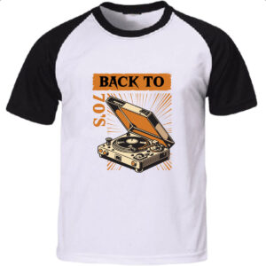 Camiseta Raglan Back to anos 70 vitrola