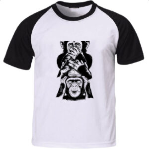 Camiseta Raglan 3 macacos sabios chinpanzes
