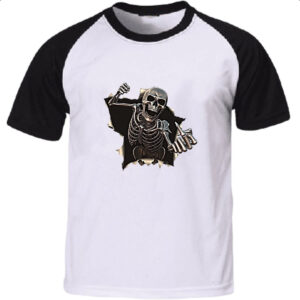 Camiseta Raglan Caveira mal educada rasgando camisa