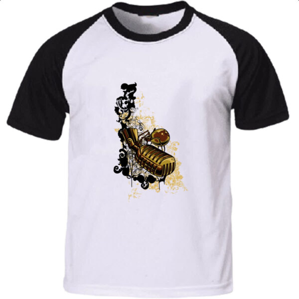 Camiseta Raglan Microofone Gothic Arte