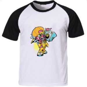 Camiseta Raglan Monstro ouvindo som